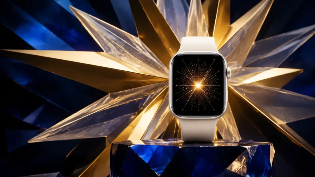 Apple Watch event wallpaper Surprise and Shine September 2026 gold crystal design