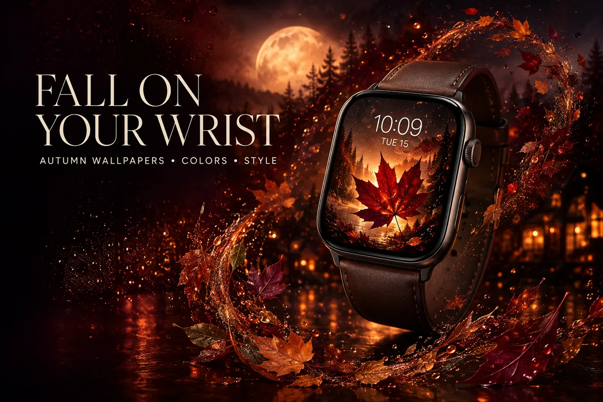 Apple Watch fall wallpaper autumn leaves maple warm colors