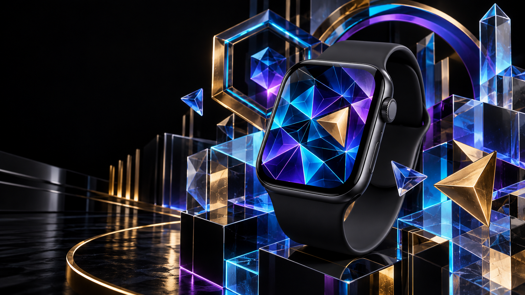 Apple Watch geometric wallpaper hexagon triangle crystal patterns