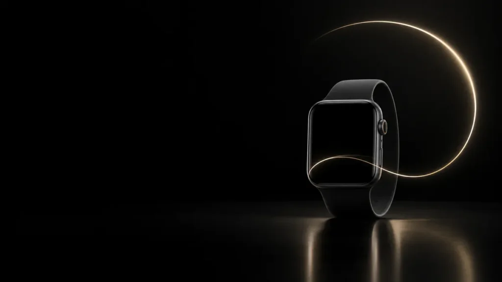 Apple Watch minimalist wallpaper clean dark background with golden ring accent