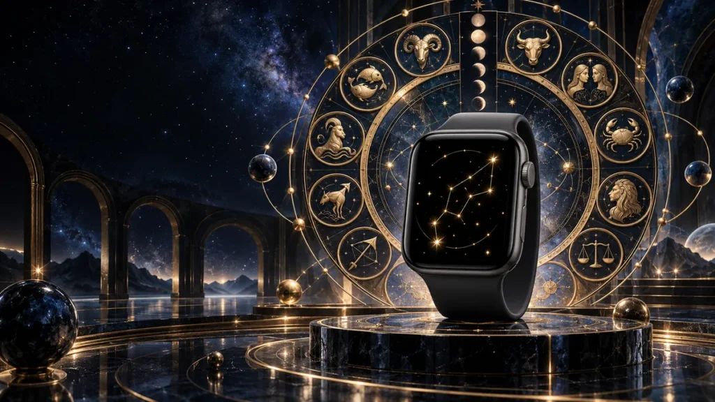 Apple Watch zodiac wallpaper constellation wheel gold star signs astrology